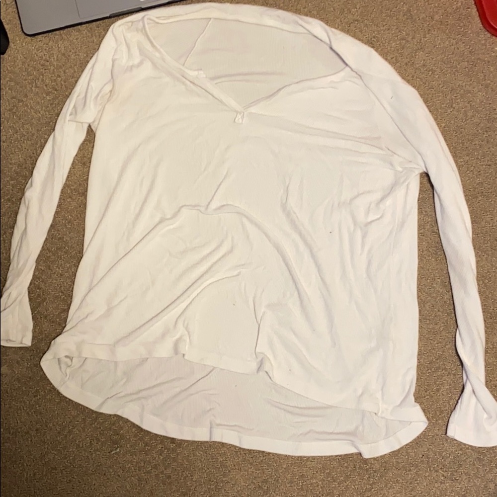brandy melville white stretchy long sleeve top